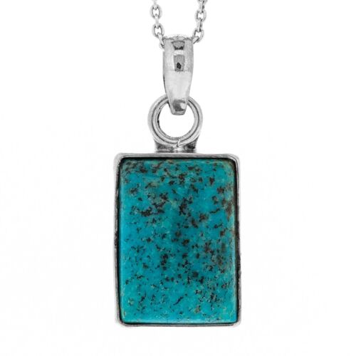 Turquoise Small Rectangle Pendant with 18" Chain and Box (NSP63-T+N301+BOX)