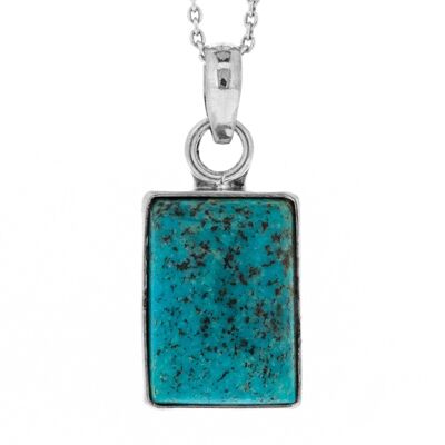 Pendentif petit rectangle turquoise avec chaîne de 18" et boîte (NSP63-T+N301+BOX)