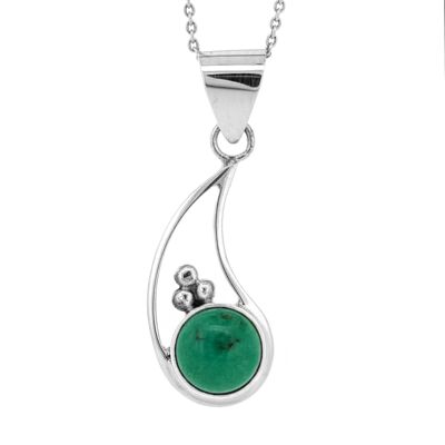 Turquoise TearDrop Pendant with 18" Chain and Box (NSP18-T+N301+BOX)