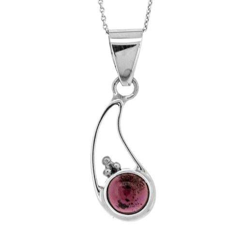 Garnet Cabochon TearDrop Pendant with 18" Chain and Box (NSP18-GC+N301+BOX)