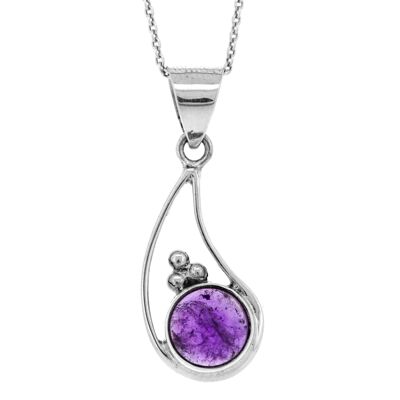 Amethyst Cabochon TearDrop Pendant with 18" Chain and Box (NSP18-AMC+N301+BOX)