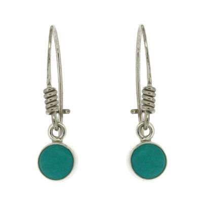 Turquoise Small Round Earrings with Safety catch and Box (NSE27-T +BOX)
