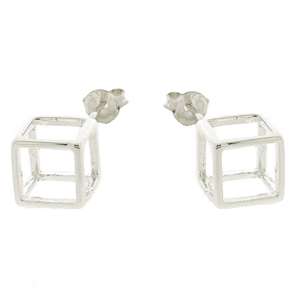 Aretes con forma de cubo geométrico y caja de presentación (K-E979-S + CAJA)