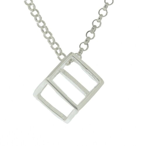 Geometric Cube Pendant with 18" Trace Chain and Box (K-P979-S+N301+BOX)