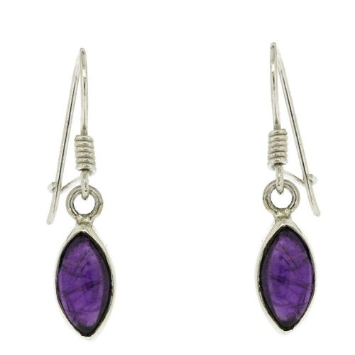 Amethyst Marquise Drop Earrings with Safety Catch and Box (NSE26-AMC+BOX)