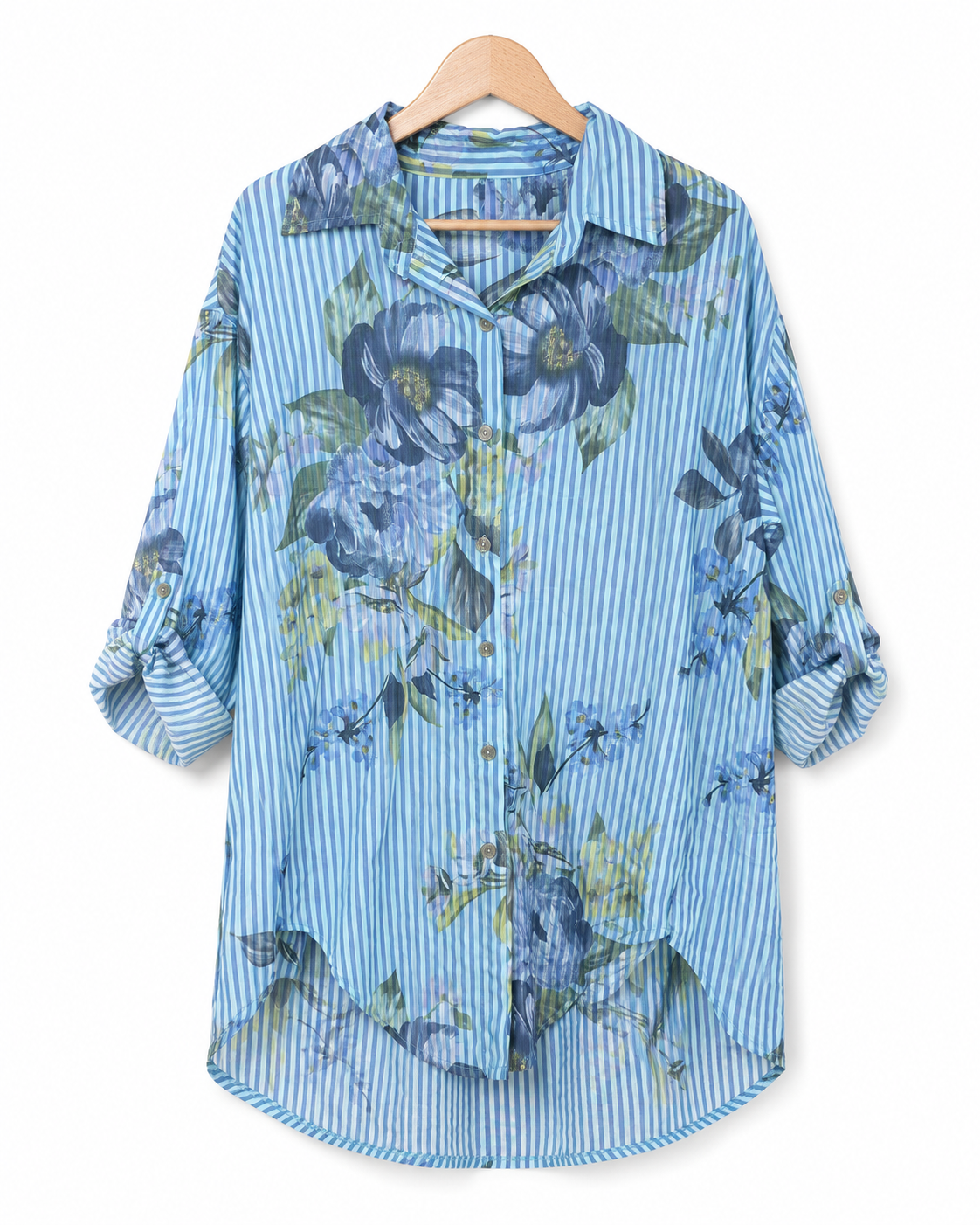 Women's Oversized Floral Print Shirt – 100% Cotton