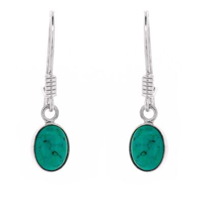 Turquoise Oval Earrings with safety catch and Presentation Box (NSE22-T+BOX)