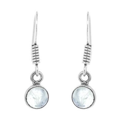 Moonstone Circle Earrings with Safety Catch and Box (NSE27-M+BOX)