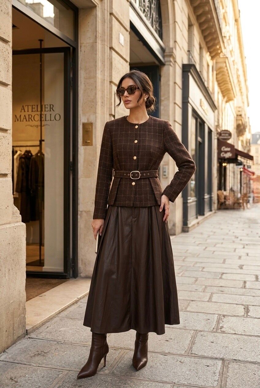 Jupe femme longue en simili cuir