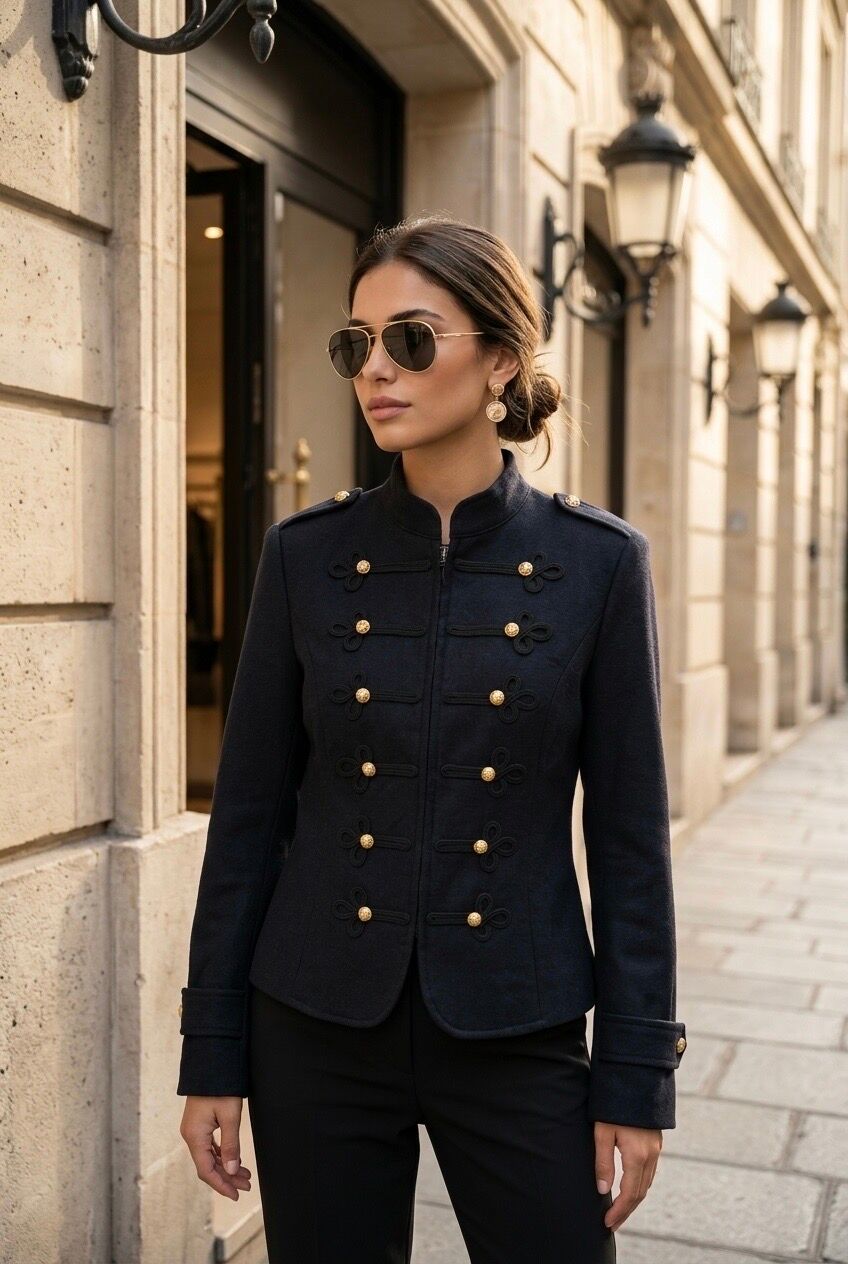 Veste femme officier boutons dorés