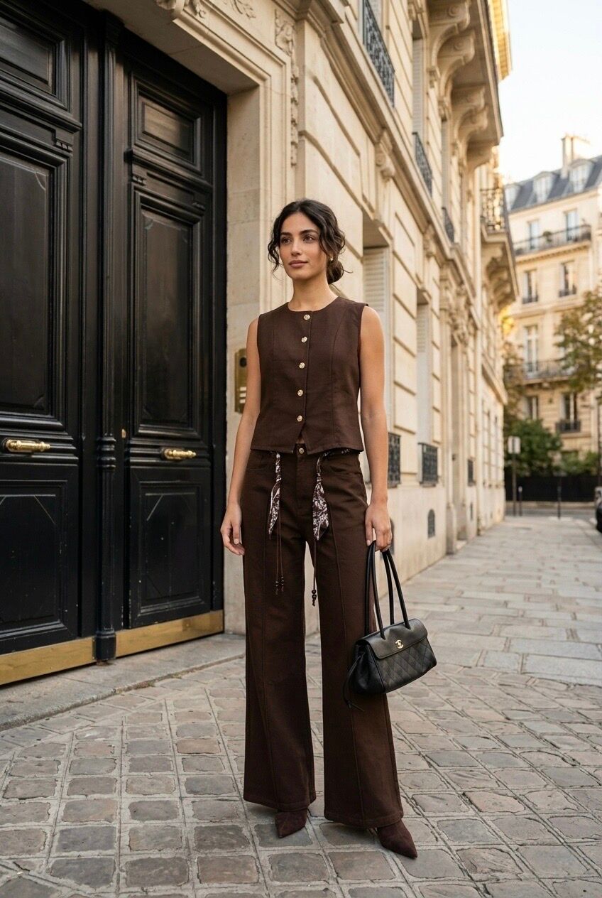 Pantalon femme large foulard imprimé