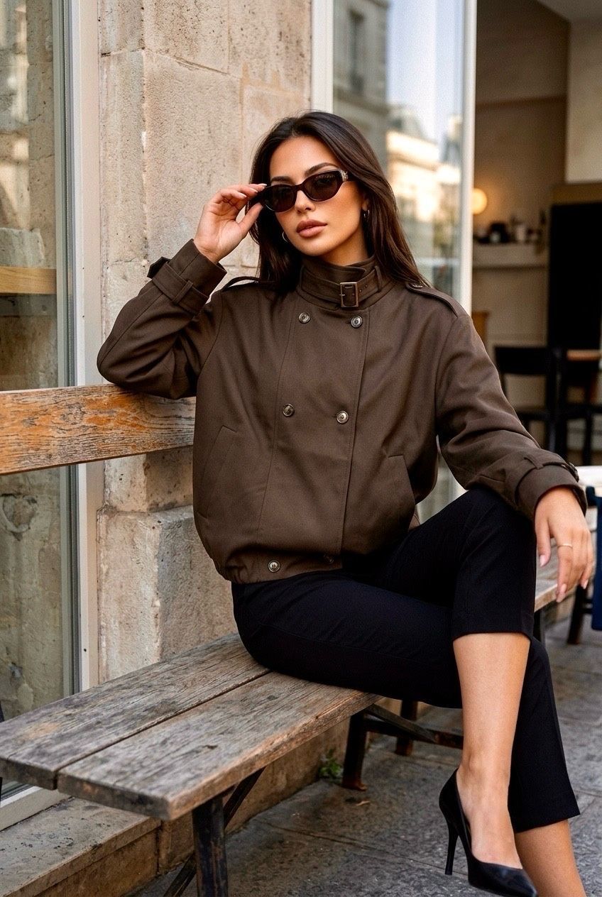 Veste femme col montant boutonnée
