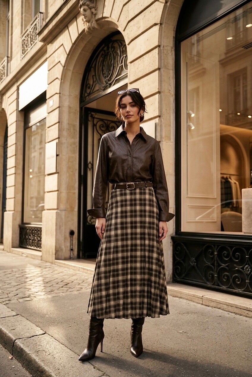 Jupe femme longue à carreaux