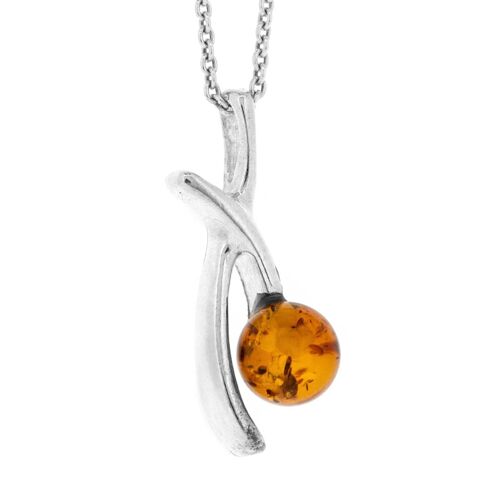 Kiss Necklace in Cognac Amber with 18" Trace Chain and Box (AJ-P6C+N301+BOX)