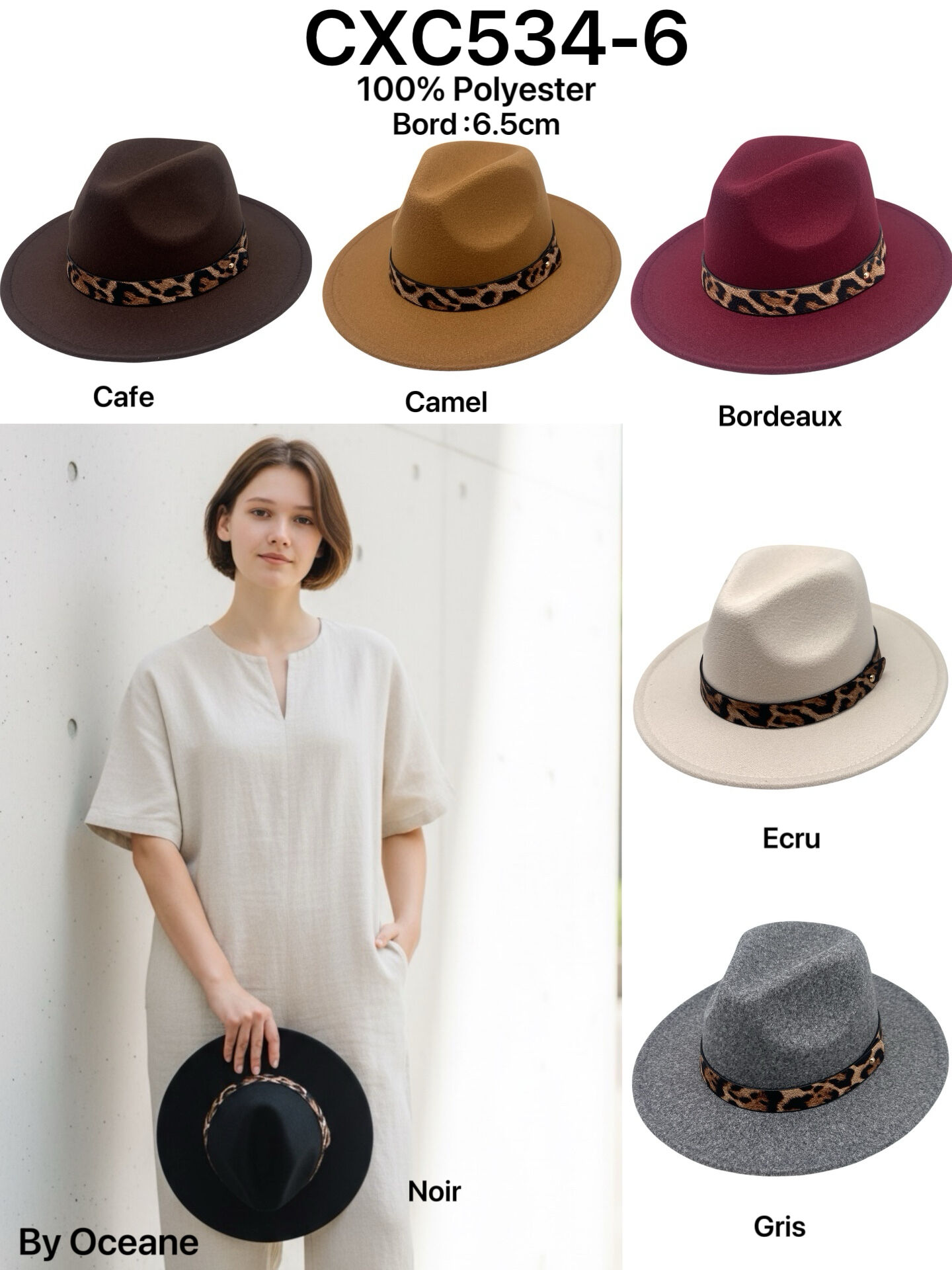 Chapeaux Leopard en Feutre Elegant