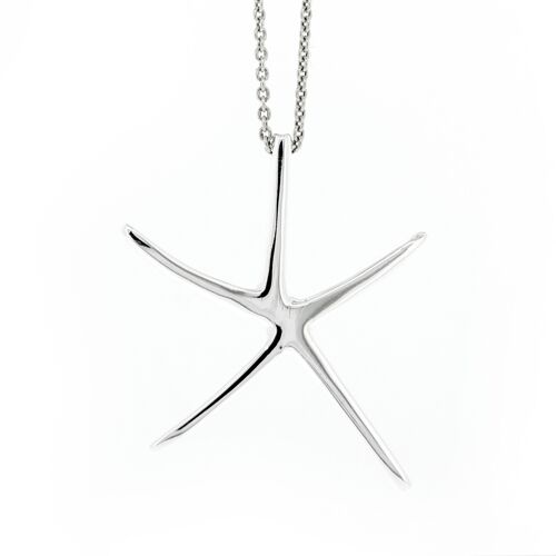 Silver Starfish Pendant with 18" Trace Chain and Box (SI-P0065-S+N301+BOX)