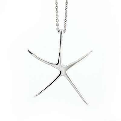 Silver Starfish Pendant with 18" Trace Chain and Box (SI-P0065-S+N301+BOX)