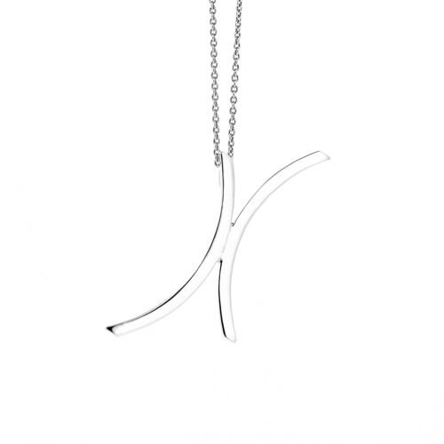 Silver Lanes Pendant and 18" Trace Chain + Box (SI-P0072-S+N301+BOX)