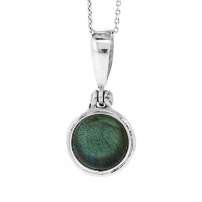 Labradorite Double Set Pendant with 18" Trace Chain and Box (NSP17-L+N301+BOX)
