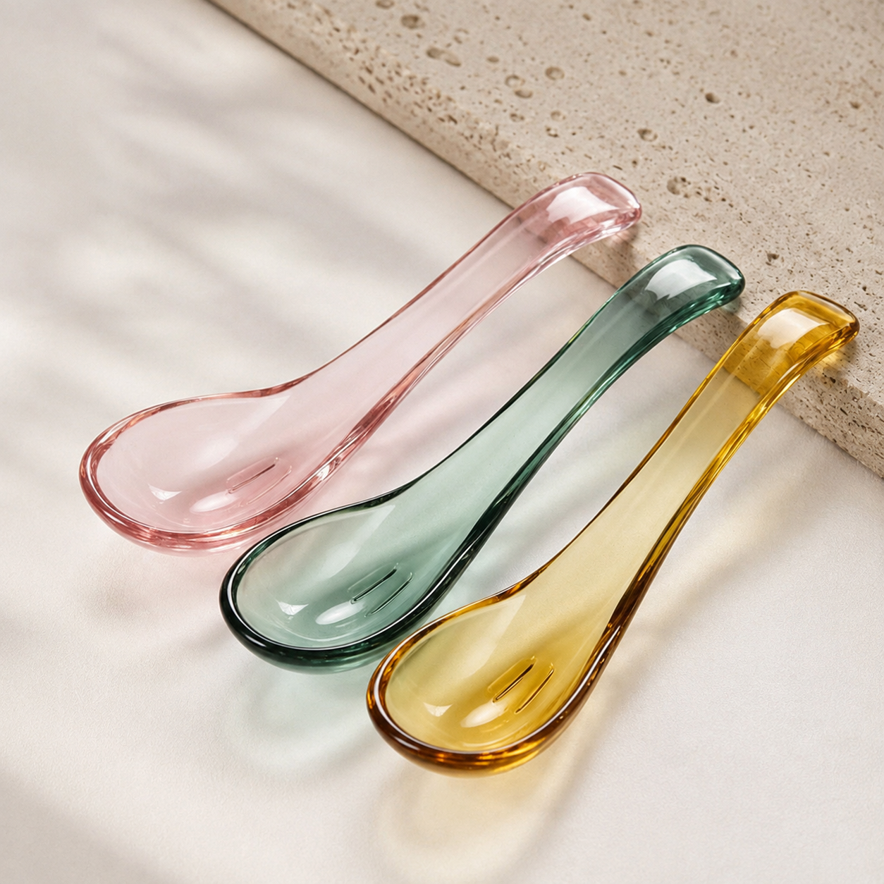 13cm Colored Borosilicate Glass Soup Spoon | Heat Resistant