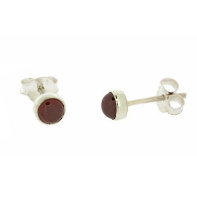 Garnet Cabochon 4mm Round Studs and Presentation Box (NSS16-GC+BOX)