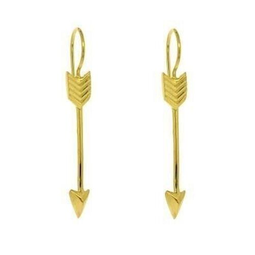 Yellow Gold Plated Sterling Silver Arrows Earrings with Presentation Box (K-E945-YG+BOX)