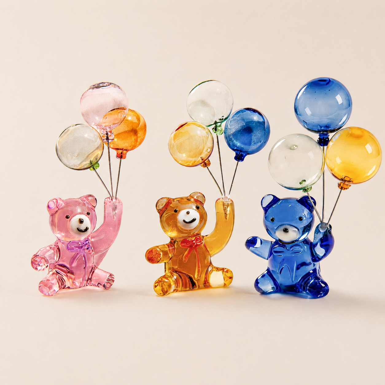 Figura de oso de globo de cristal hecha a mano | Lindo adorno de oso
