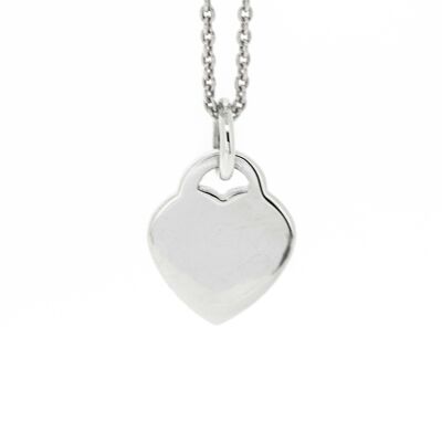 10mm Heart Tag Pendant with 18" Trace Chain + Presentation Box (SI-P0089-S+N301+BOX)