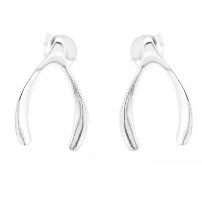 Orecchini a lobo Wishbone e scatola di presentazione (SI-E0067-S+BOX)