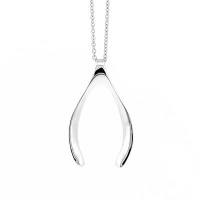 Wishbone Pendant with 18" Trace Chain and Presentation Box (SI-P0067-S+N301+BOX)