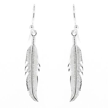 Boucles d'oreilles plumes avec boîte de présentation (SI-E0086-S+BOX) 1