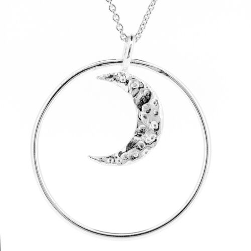 Half Moon Pendant with 18" Trace Chain and Presentation Box (K-P1001-S+N301+BOX)