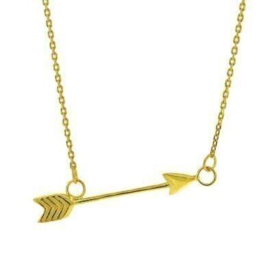 Inspiration Yellow Gold Plated Arrow Necklace and Presentation Box (K-N805-YG+BOX)