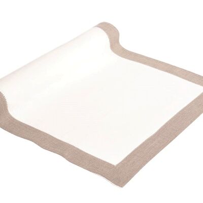 Linen table runner ALANTA, color: white / natural 40 x 140 cm