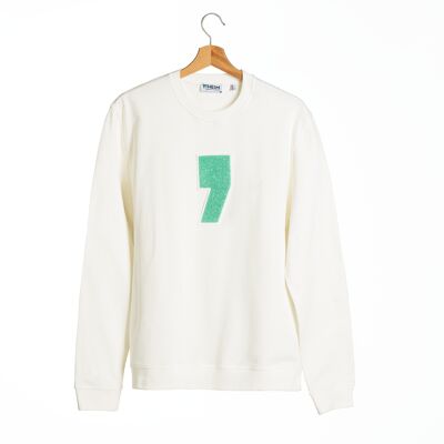 Ivory unisex sweatshirt with terry logo patch