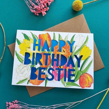 Joyeux anniversaire Bestie' Carte d'anniversaire en papier néon découpé 2