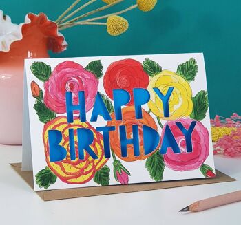 Carte d'anniversaire découpée en papier de fleur de naissance de juin 1