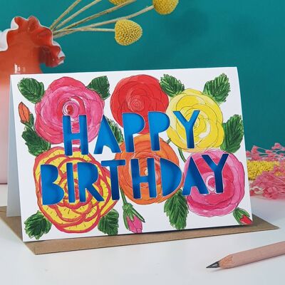 Juni Geburtsblume Papierschnitt-Geburtstagskarte