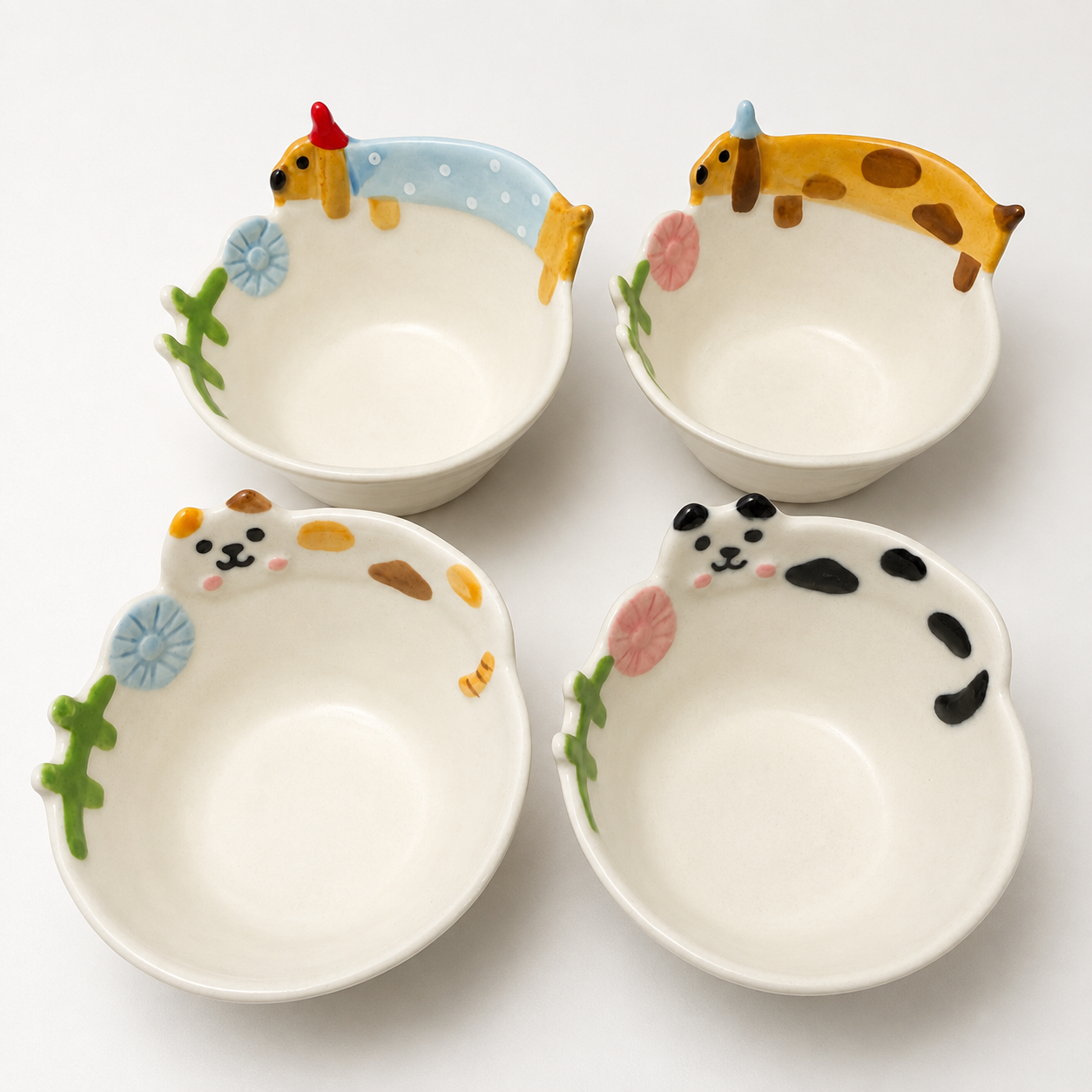 Cute Cat & Dog Ceramic Dipping Bowl | Mini Sauce Dish