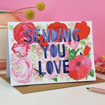 Je vous envoie une carte découpée en papier d'amour