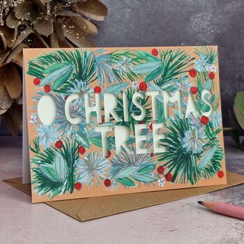Carte de Noël découpée en papier métallique O sapin de Noël 1