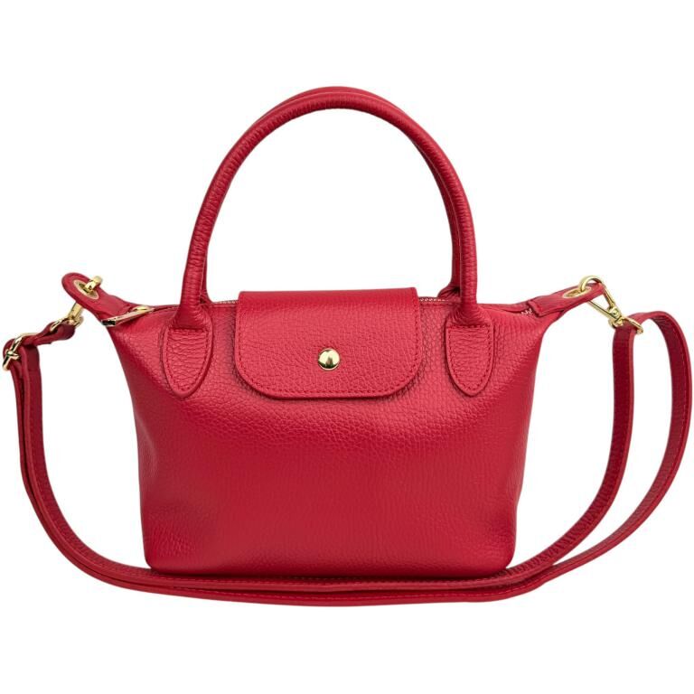 Italian Leather Handbag with Short Handles and Flap 58070