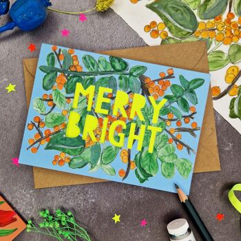 Merry Bright' Neon Paper Cut Christmas Card 3