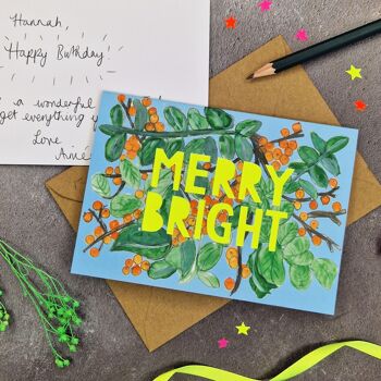 Merry Bright' Neon Paper Cut Christmas Card 5