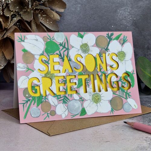 Seasons Greetings' Metallic Paper Cut Christmas Card