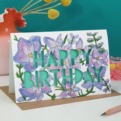 Carte d'anniversaire découpée en papier de fleur de naissance de juillet