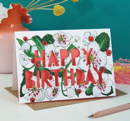 May Birth Flower Paper Cut Birthday Card