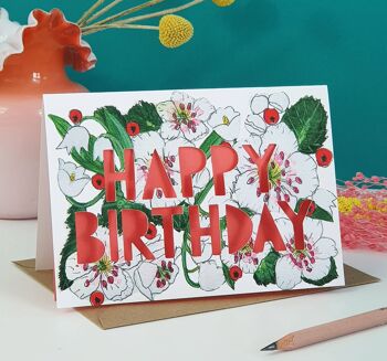 Carte d'anniversaire découpée en papier de fleur de naissance de mai 1