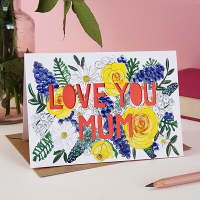 Love You Mum' Paper Cut Muttertagskarte