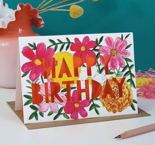 October Birth Flower Paper Cut Birthday Card